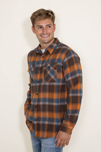 Simply Southern Mens Plaid Flannel Shirt for Men in Multi Orange