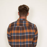 Simply Southern Mens Plaid Flannel Shirt for Men in Multi Orange