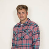 Men's Simply Southern Plaid Flannel Shirt for Men in Pink