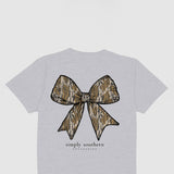Simply Southern Camo Bow T-Shirt for Women in Ash Grey
