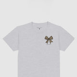 Simply Southern Camo Bow T-Shirt for Women in Ash Grey