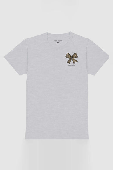 Simply Southern Camo Bow T-Shirt for Women in Ash Grey