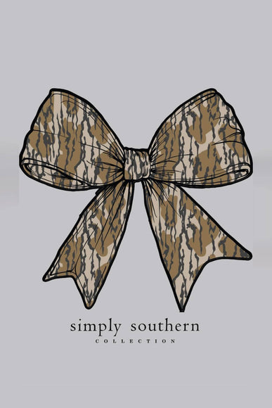 Simply Southern Camo Bow T-Shirt for Women in Ash Grey