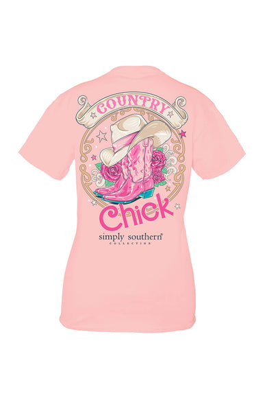 Pus Size Simply Southern Plus Size Country Chick T-Shirt for Women in Pink