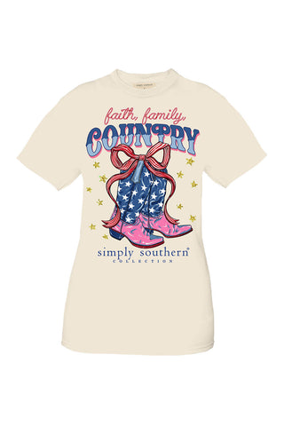 Simply Southern Plus Size County Boots T-Shirt for Women in Tan