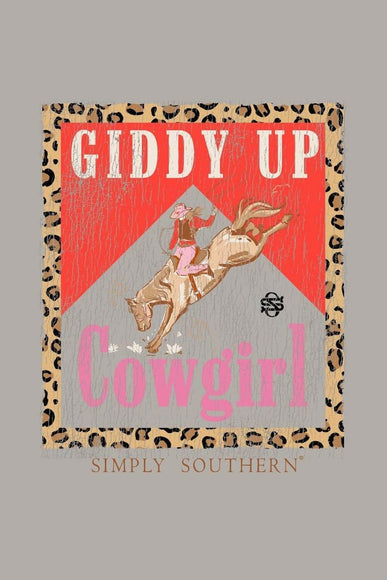 Simply Southern Plus Size Giddy Up Cowgirl T-Shirt for Women in Grey