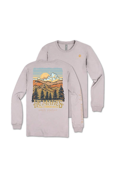 Simply Southern Plus Size Things New Long Sleeve T-Shirt for Women in Driftwood Grey
