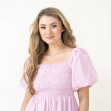 Simply Southern Puff Scallop Top for Women in Light Pink