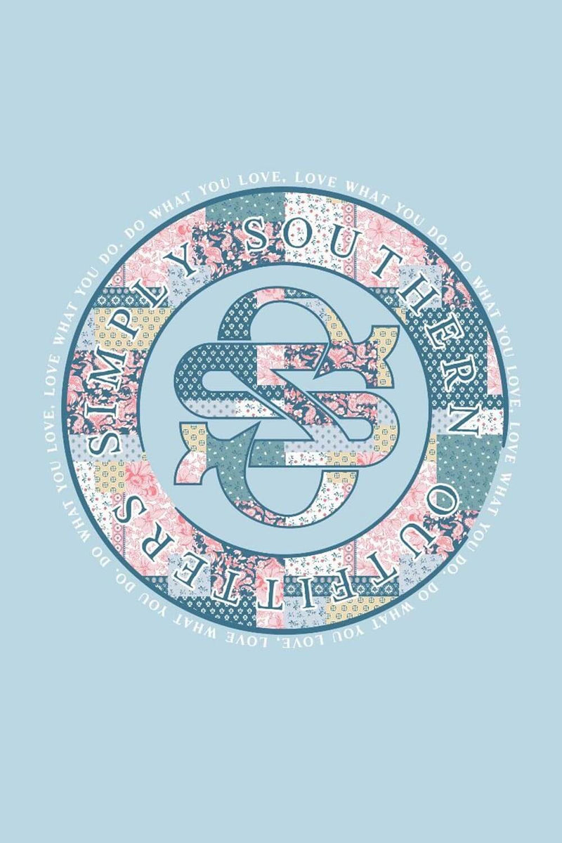 Simply Southern Youth Quilt Pattern Logo TShirt for Girls in Blue Y