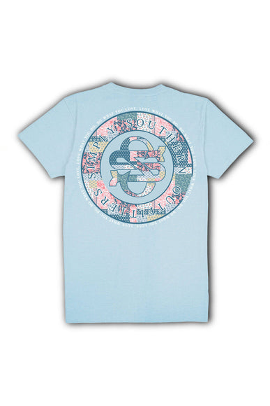 Simply Southern Plus Size Quilt Pattern Logo T-Shirt for Women in Blue