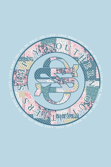 Simply Southern Plus Size Quilt Pattern Logo T-Shirt for Women in Blue