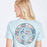 Simply Southern Quilt Pattern Logo T-Shirt for Women in Blue