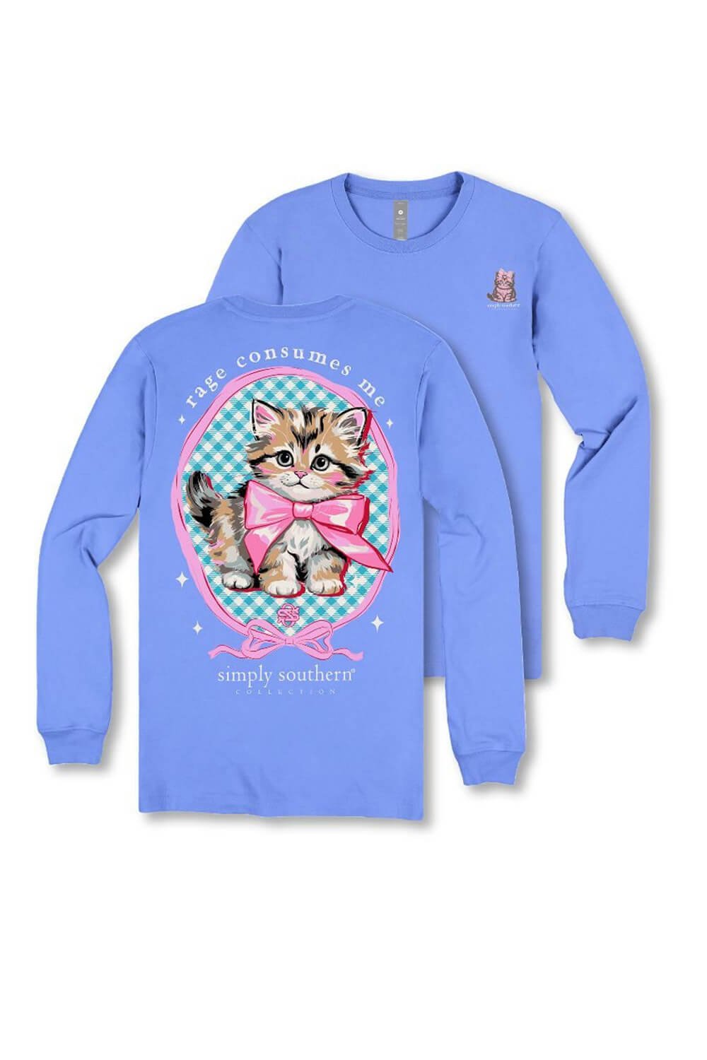 Simply Southern Plus Size Rage Consumes Me Long Sleeve T-Shirt for Women in Blue