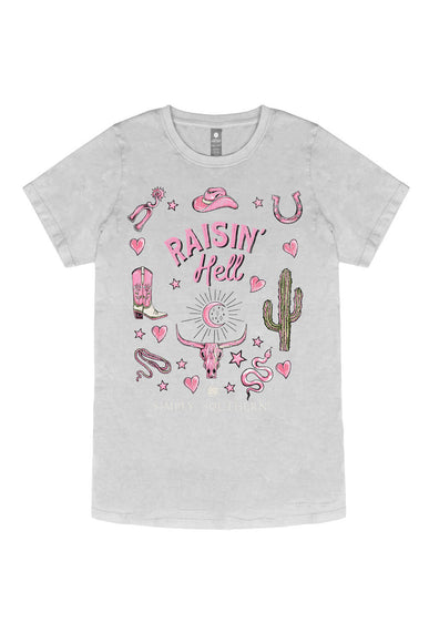 Simply Southern Raisin’ Hell T-Shirt for Women in Washed Grey