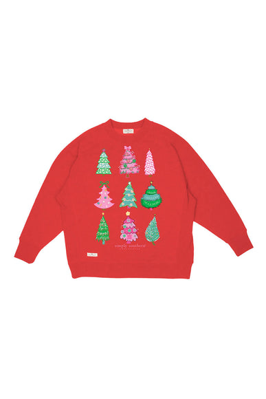 Simply Southern Plus Size Christmas Tree Sweatshirt for Women in Red