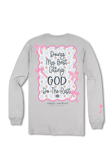 Womens Simply Southern Plus Size Doing My Best Long Sleeve T-Shirt for Women in Sport Gray 