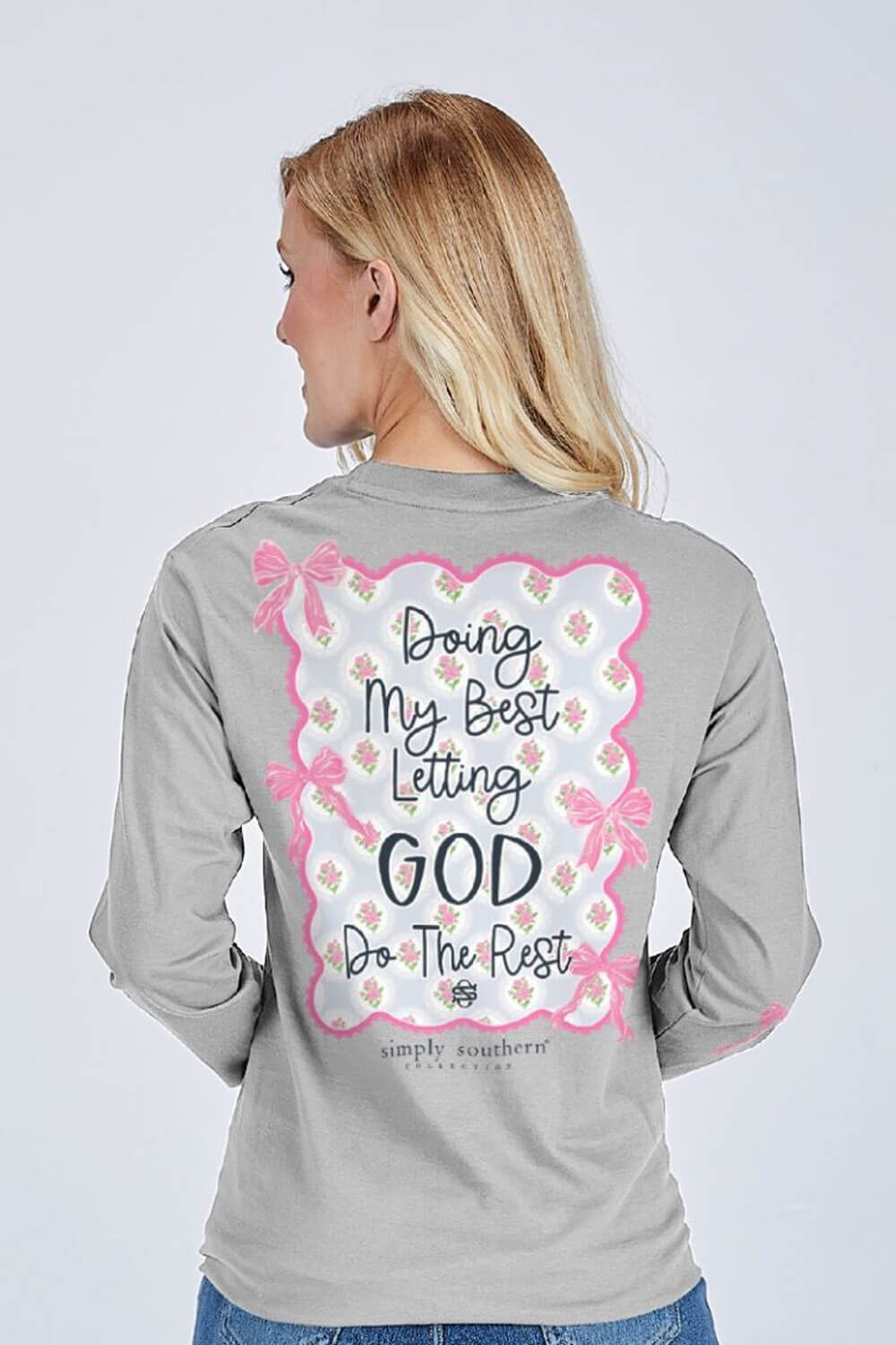 Womens Simply Southern T-Shirt Doing My Best Long Sleeve T-Shirt for Women in Sport Grey