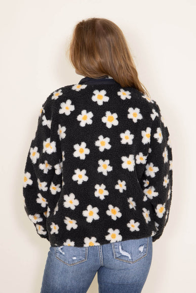 Simply Southern Fuzzy Retro Daisy Jacket with Pockets for Women in Daisy