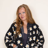 Simply Southern Fuzzy Retro Daisy Jacket with Pockets for Women in Daisy