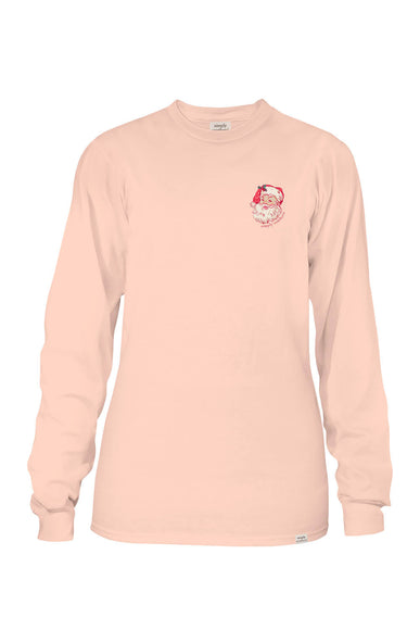 Simply Southern Long Sleeve Retro Santa T-Shirt for Women in Cream