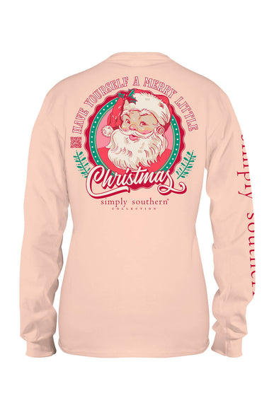 Simply Southern Long Sleeve Retro Santa T-Shirt for Women in Cream