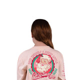 Simply Southern Youth Long Sleeve Retro Santa T-Shirt for Girls in Cream