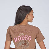 Simply Southern Sweetheart Of The Rodeo T-Shirt for Women in Washed Brown