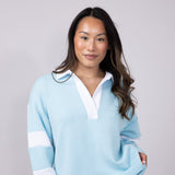 Womens Simply Southern Rugby Pullover for Women in Ice Blue