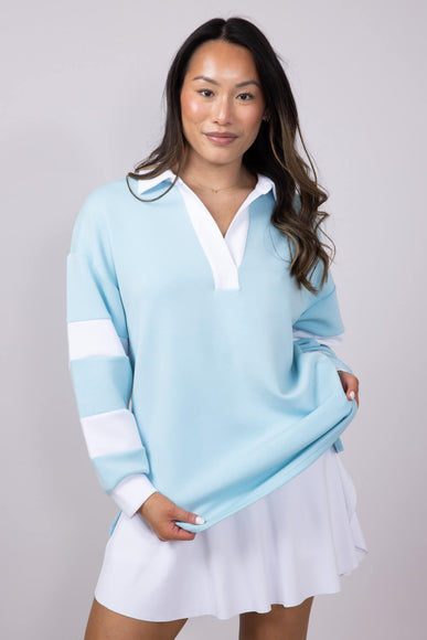 Womens Simply Southern Rugby Pullover for Women in Ice Blue