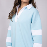 Womens Simply Southern Rugby Pullover for Women in Ice Blue