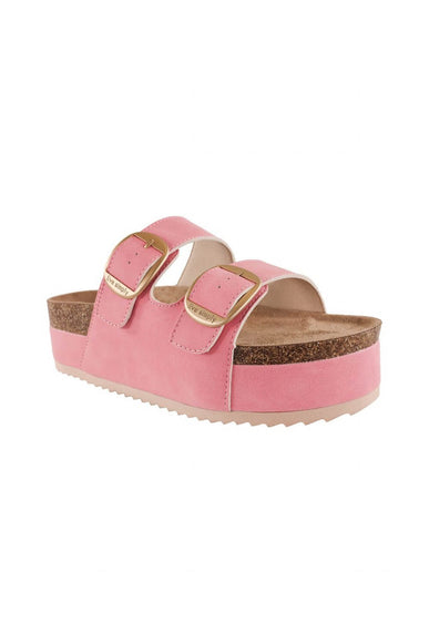 Womens Simply Southern Platform Large Buckle Sandals for Women in Pink
