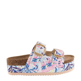 Simply Southern Womens Platform Large Buckle Sandals for Women in Watercolor Blue