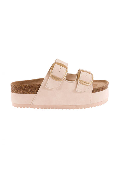 Womens Simply Southern Platform Large Buckle Sandals for Women in Off White