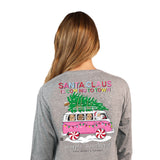 Simply Southern Long Sleeve Santa Bus T-Shirt for Women in Grey