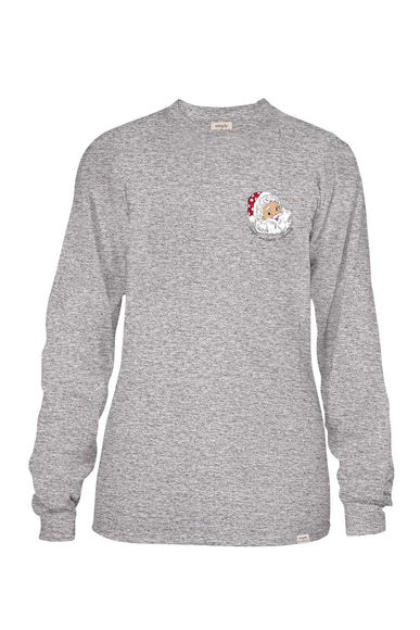 Simply Southern Youth Long Sleeve Santa Bus T-Shirt for Girls in Grey