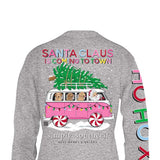 Simply Southern Long Sleeve Santa Bus T-Shirt for Women in Grey