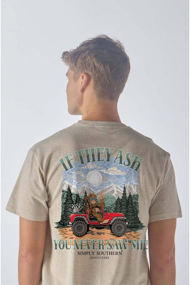 Mens Simply Southern T-Shirts Sasquatch T-Shirt for Men in Oat Heather
