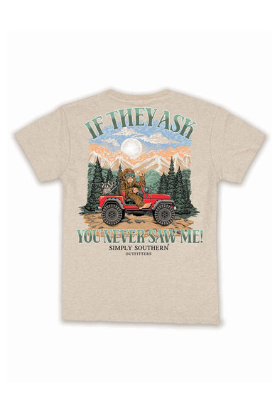 Mens Simply Southern T-Shirts Sasquatch T-Shirt for Men in Oat Heather