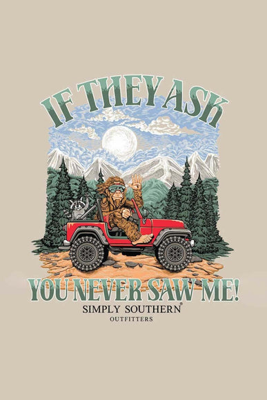 Mens Simply Southern T-Shirts Sasquatch T-Shirt for Men in Oat Heather