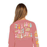 Simply Southern Long Sleeve Save Lives T-Shirt for Women in Rouge