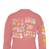 Simply Southern Long Sleeve Save Lives T-Shirt for Women in Rouge