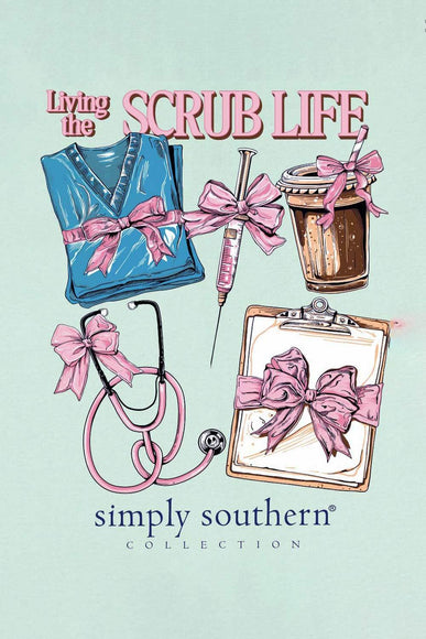  Simply Southern Living The Scrub Life T-Shirt for Women in Mint