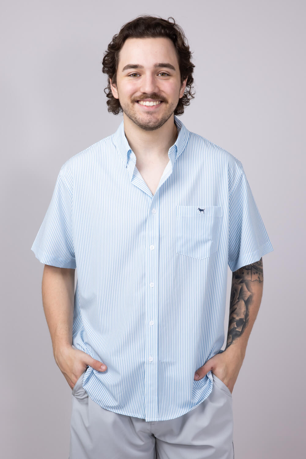 トップス if txp sp Simply Southern Top Seer Stripe Button Down Shirt for Men in Blue