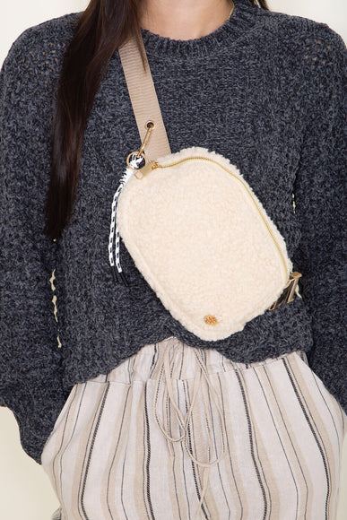 Simply Southern Sherpa Belt Bag for Women in Cream