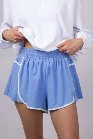 ショートパンツ PLEATED SHORTS Simply Southern Side Pleated Shorts for Women in Pool Blue
