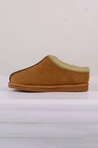 Simply Southern Embroidered Slippers for Women in Light Brown