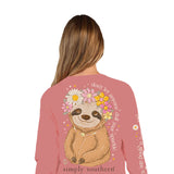 Simply Southern Long Sleeve Sloth Sparkle T-Shirt for Women in Rouge