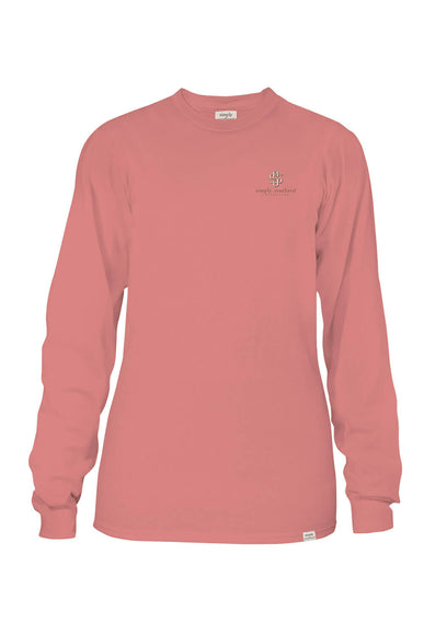 Simply Southern Plus Size Long Sleeve Sloth Sparkle T-Shirt for Women in Rouge