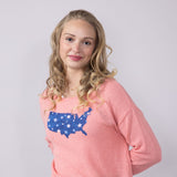 Simply Southern America Sunset Sweater for Women in Coral