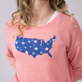 Simply Southern America Sunset Sweater for Women in Coral
